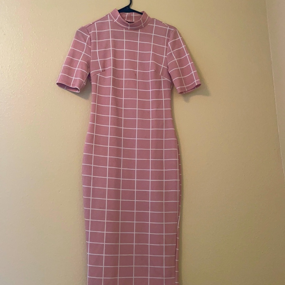 Pink and white shein dress.